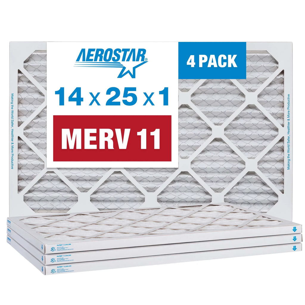 Filter, Pack Filter, 14x25x1 Furnace AC Air 11 MERV Air 4 Aerostar Pleated