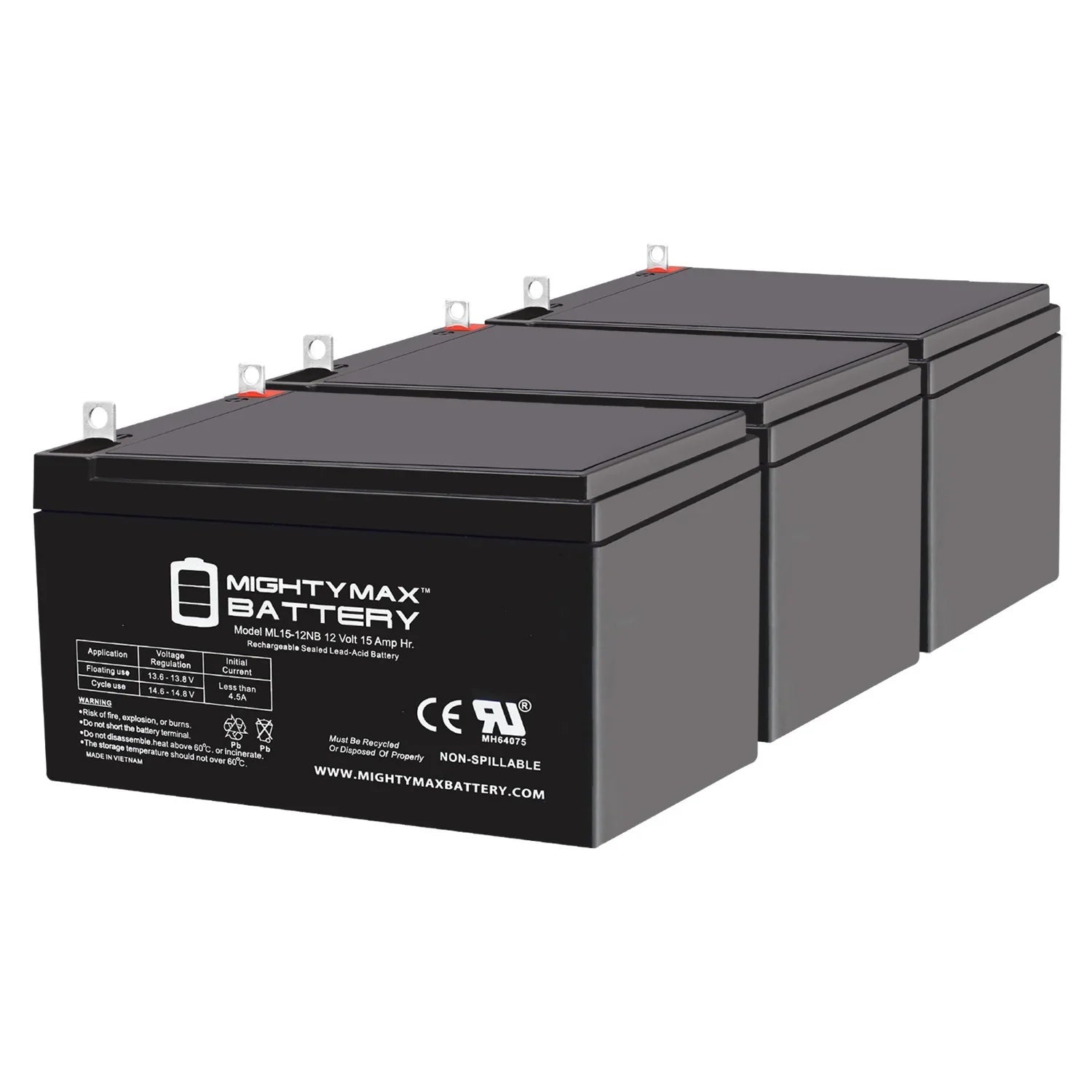 3 500W Replacement 15AH with Evo ML15-12NB Compatible Battery 12V Scooter Electric Pack -