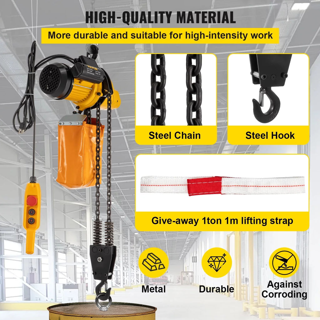 Height, Winch of Crane In Construction Control, Ceiling Lift 10ft Lift Remote Winch lbs Wired Warehouses, 110V Factories, Hoist, 2200 10ft w/ Garage Pulley Used Overhead Electric VEVOR Electric