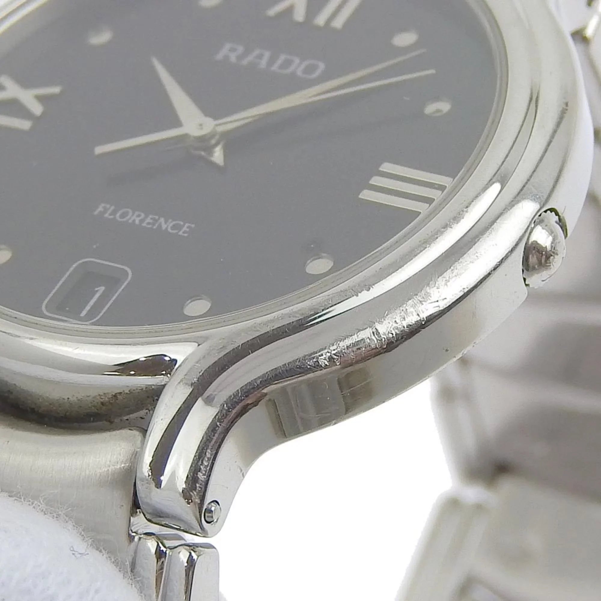 black (Good) Rado quartz Pre-Owned 3777 dial Florence men's RADO 4 115 battery watch