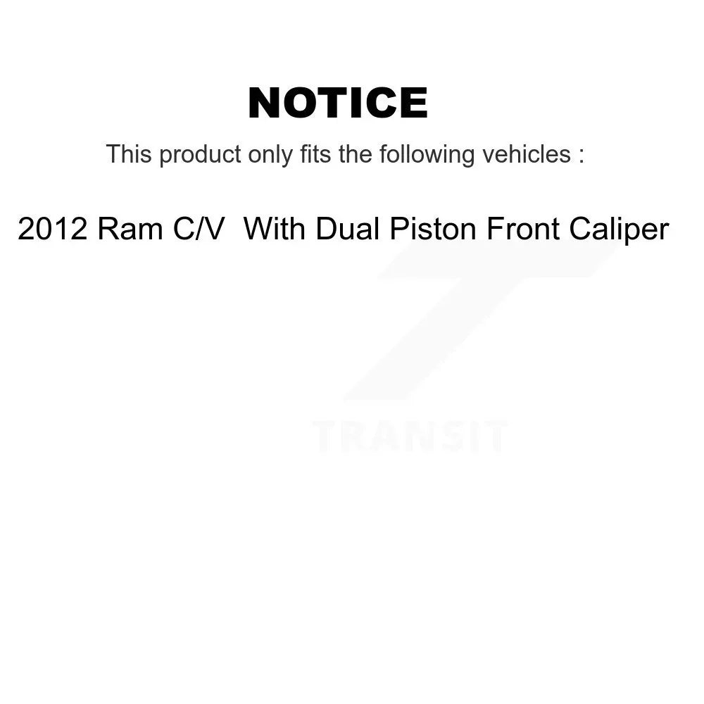 For Pads Brake Kit Rear Ceramic Ram KC8-100707C Rotors 2012 Piston Front Dual Auto And Transit C/V With Caliper Disc