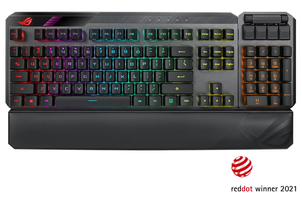 Modular ROG Switches, ROG II numpad detachable Blue & RX wrist Keyboard Wireless ASUS rest with Mechanical MA02 Gaming Claymore