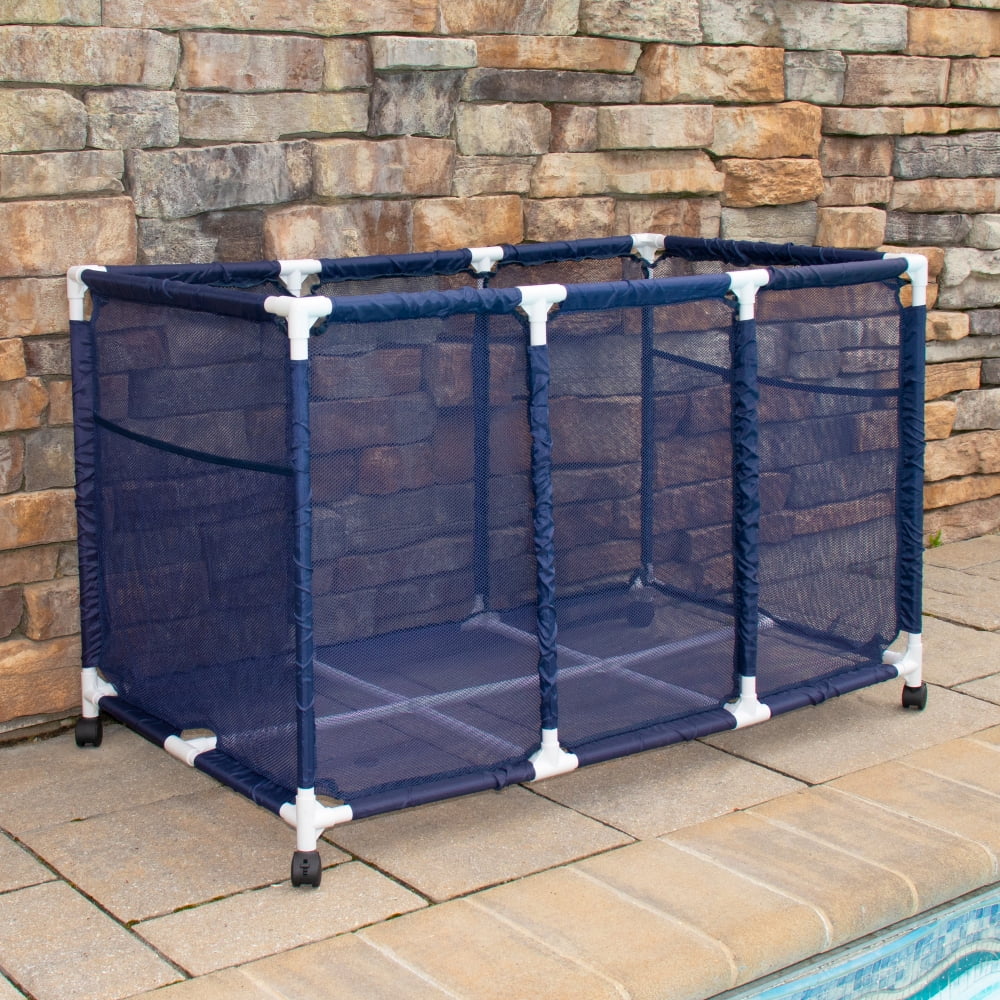 25" Toys, x Pool Storage 563009 Noodles Equipment Holder, Rolling 28" H), Large, White Mesh Organizer and Balls Blue / Height, Bin, (43" x Kids W Floats L design