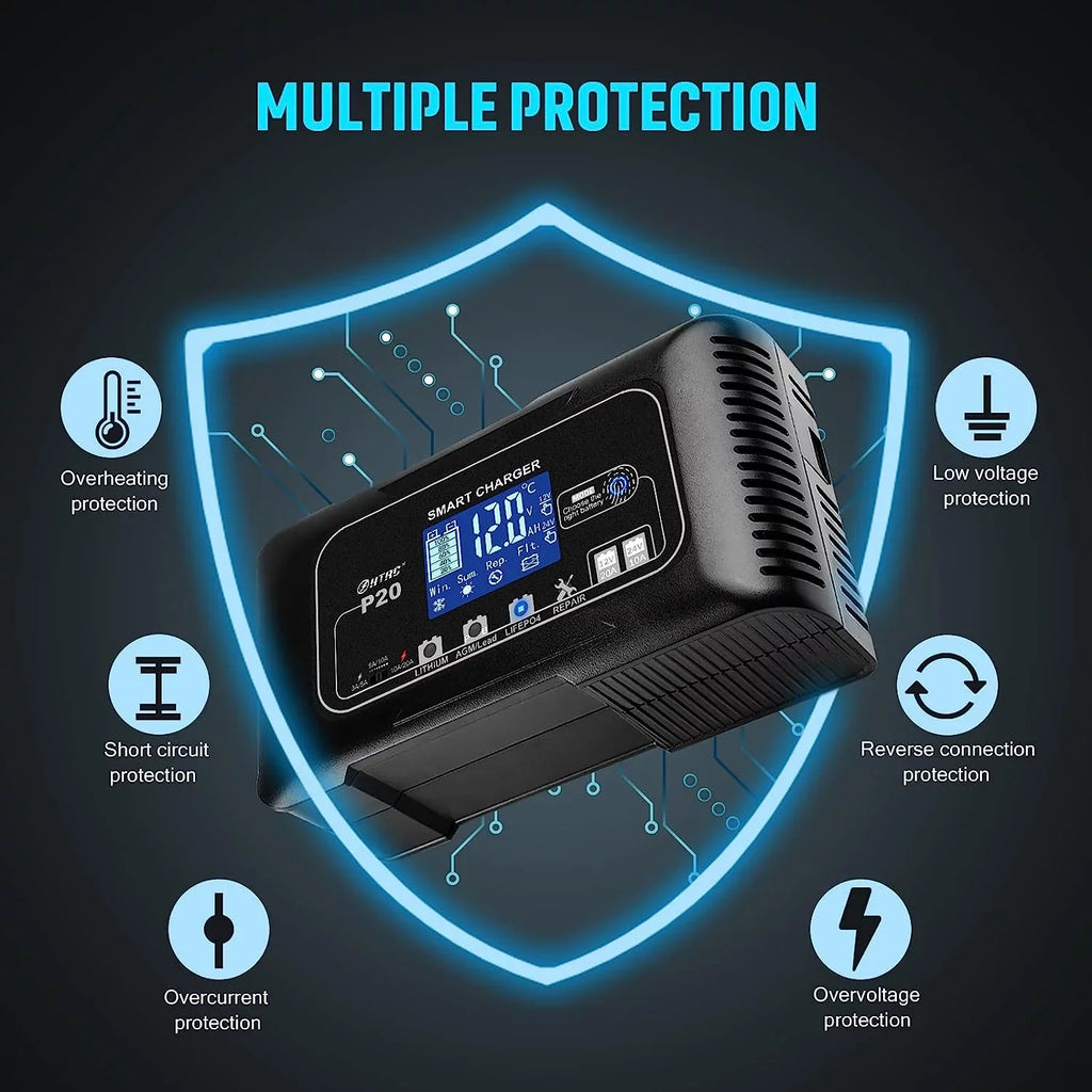 and Mower,Golf 24V/10A Battery Charger,12V/20A Adjustable,for 20-Amp Cycle Cart.. Boat,Lawn Battery Charger,Lithium,LiFePO4,Lead-Acid,Portable Car Charger,Maintainer/Deep Smart OIEXI Charger,Trickle