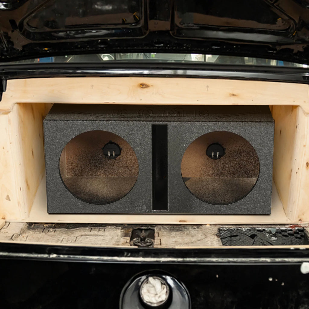 Subwoofer Sub Dual 15" w/ Spray Vented Bedliner Port Box QPower QBOMB15V