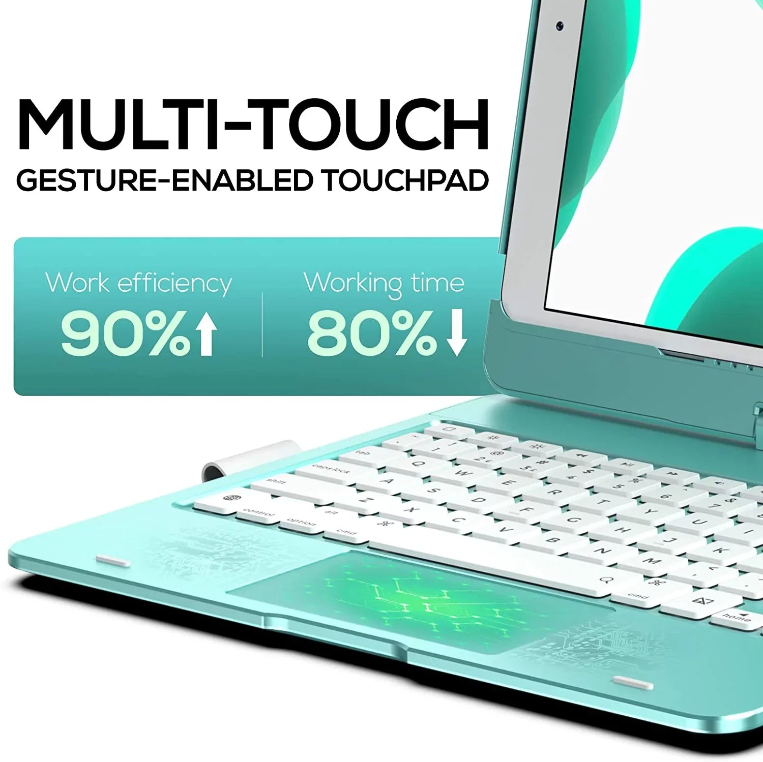 Generation iPad with iPad 10.2-inch Protective 10.5, 7th 8th 9th Typecase Backlit Cover Holder Gen, Trackpad (2020), Case Pencil Generation (2021), Keyboard for Slim (Seafoam) 3, with Wireless Pro Air