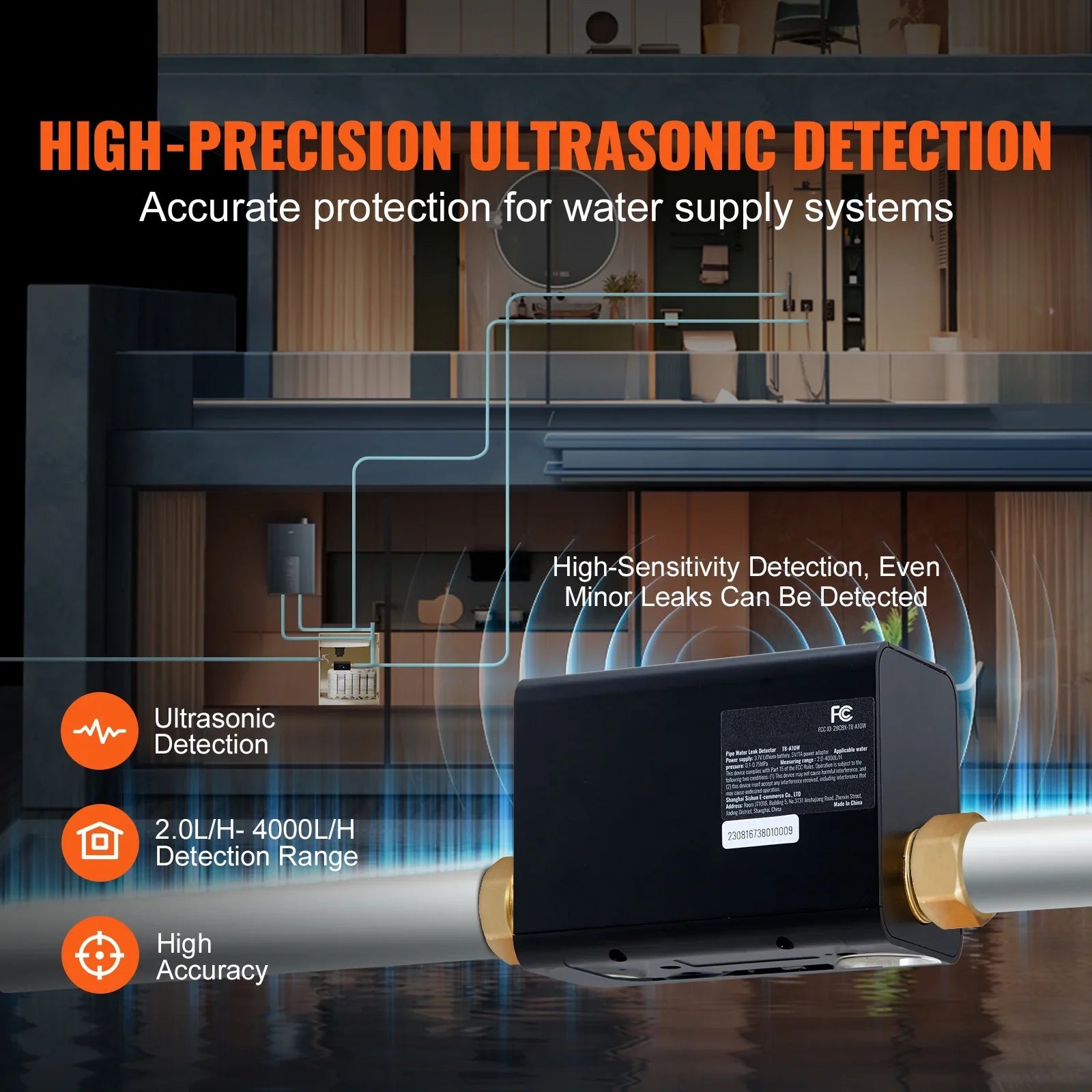 liquid 3/4" or in Monitor Diameter. Smart SKYSHALO Detector pipeline Available Automatic 1" Leak Shutoff