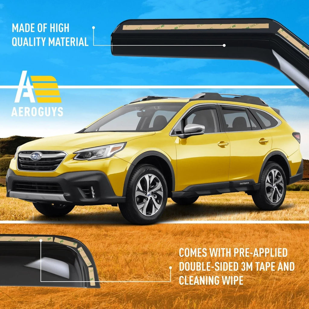 AEROGUYS Rain Outback In-Channel Car Visors, Extra Guards Fit Visors Window Vent Deflectors, Accessories Wind Visors, AG0268 Durable Window 4pcs. 2020-2024, - Subaru Deflectors Sun for
