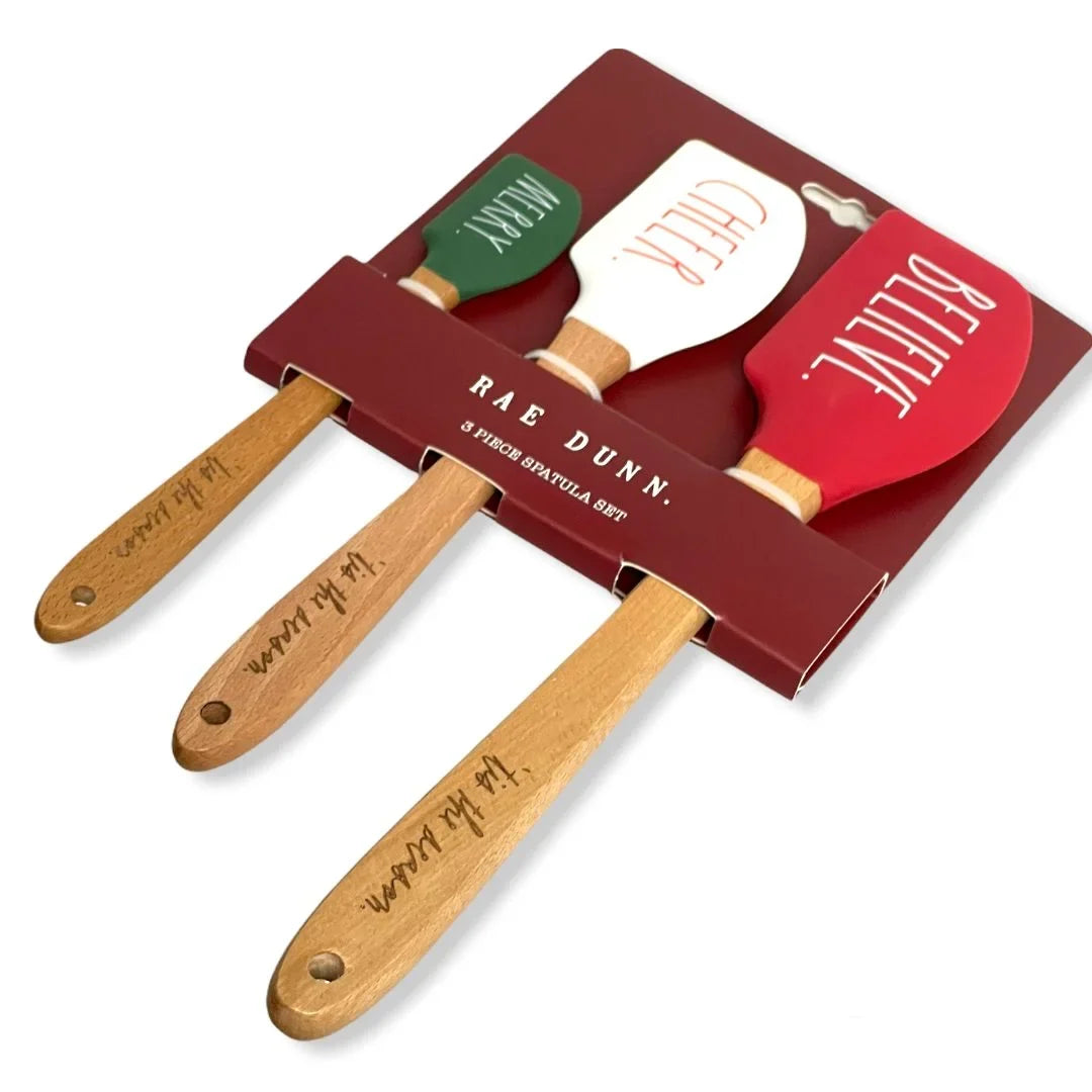 LL Set Dunn 3 Silicone Wood Letter Spatula Rae with Hard Pc. Handles Spatula