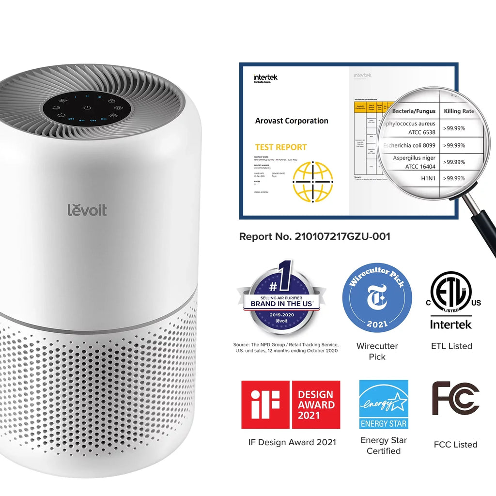 Asthma, Core 300-RAC, White for Allergies Air Up to 547 Purifier Levoit and sq. ft., Large Rooms