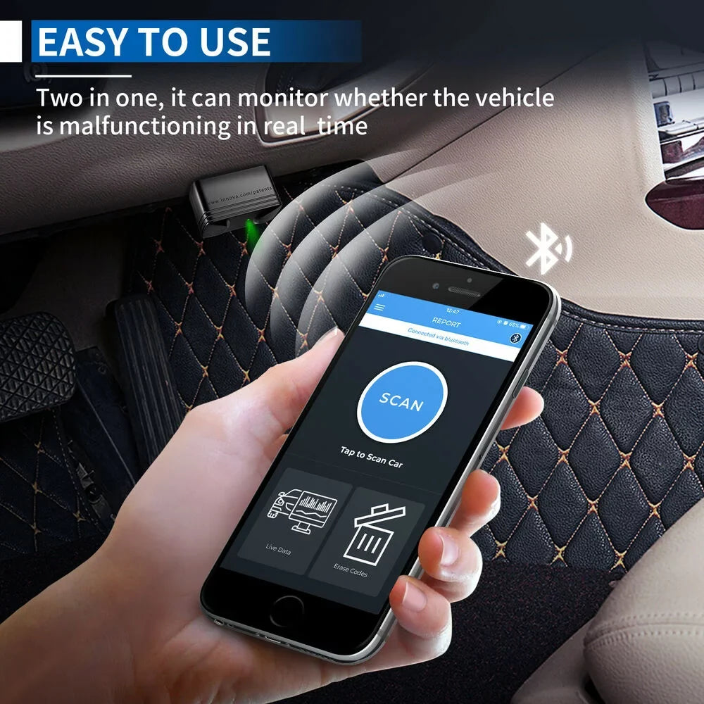 Tool Innova Car Airbag System Engine Scanner Automotive Light Wireless Scanner SRS OBDII Android 6000P for Check Diagnostic Code OBD2 Read Vehicle Phones Bluetooth IOS 12V Clean ABS Code and Reader