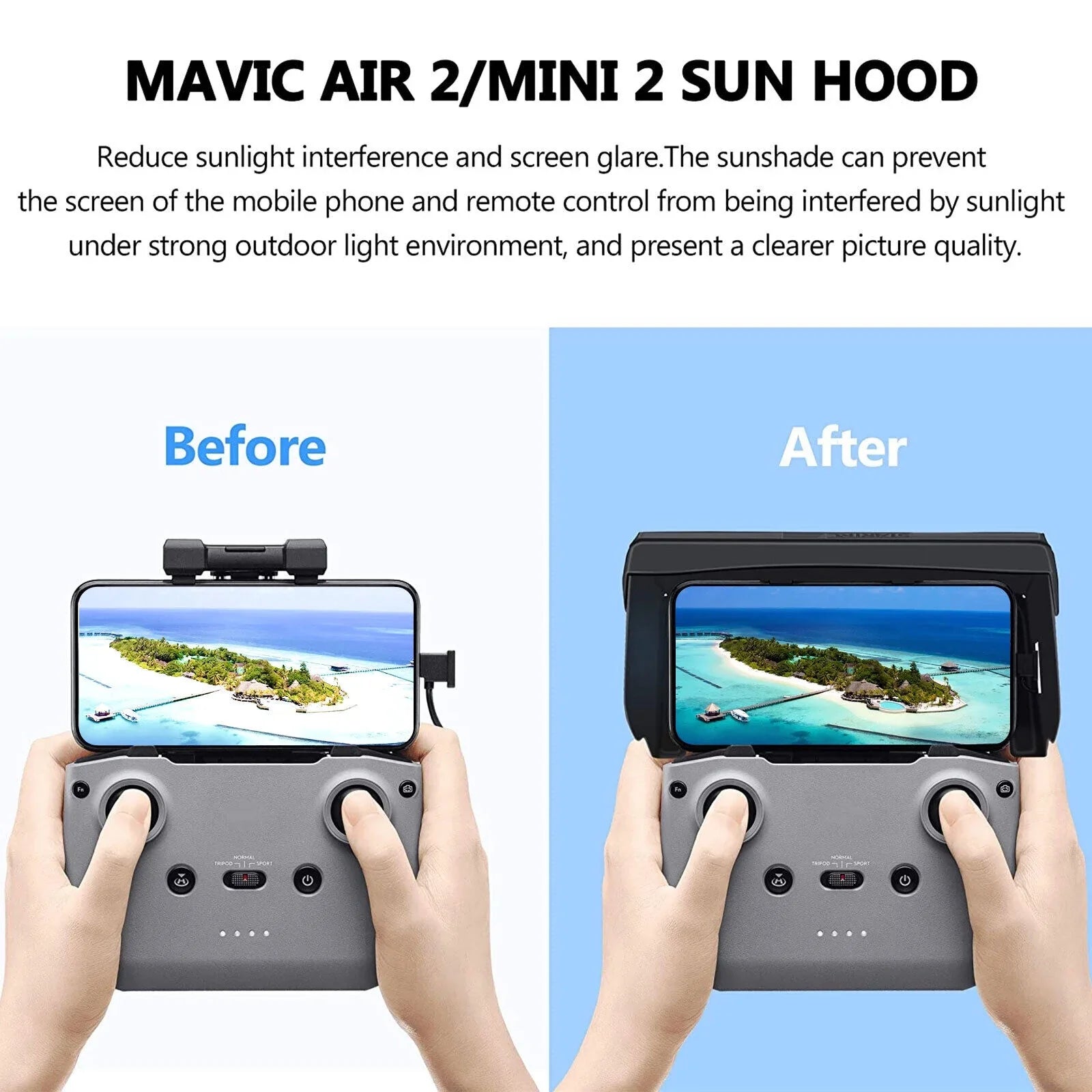 Remote Mini 2 Hood Air for Mavic Drone DJI 2 Control Foldable Phone Shade Sun PU