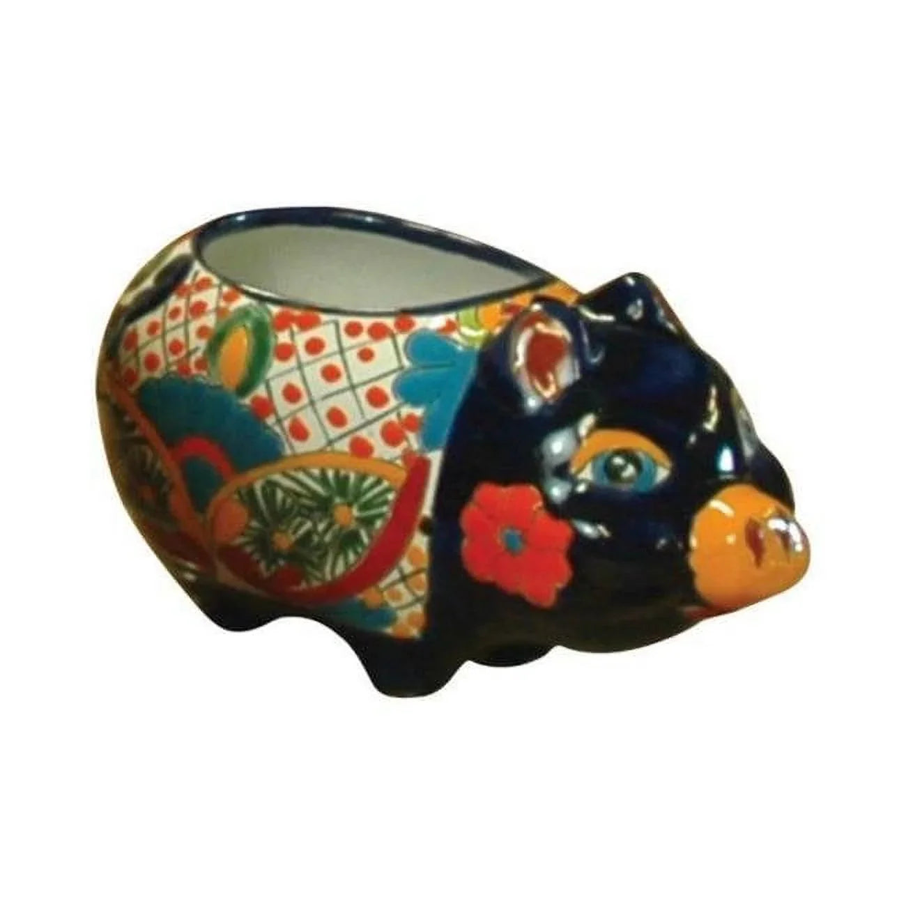 6 in. Ceramic Talavera Pig Avera in. W X H Multicolored Planter Products 9