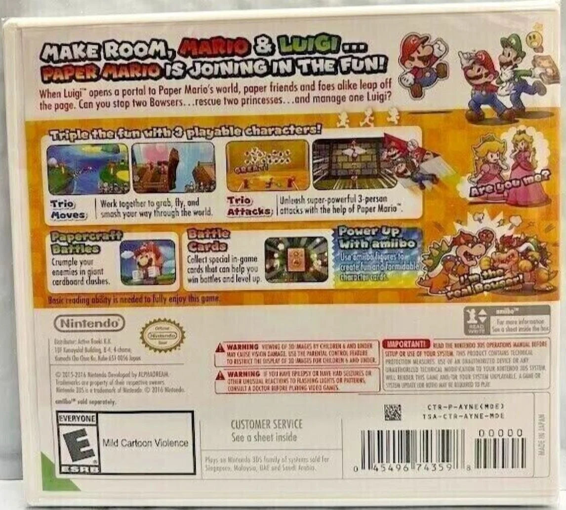 2015) 3DS Special (Action Game Luigi: Jam Mario Brand New RPG Paper &