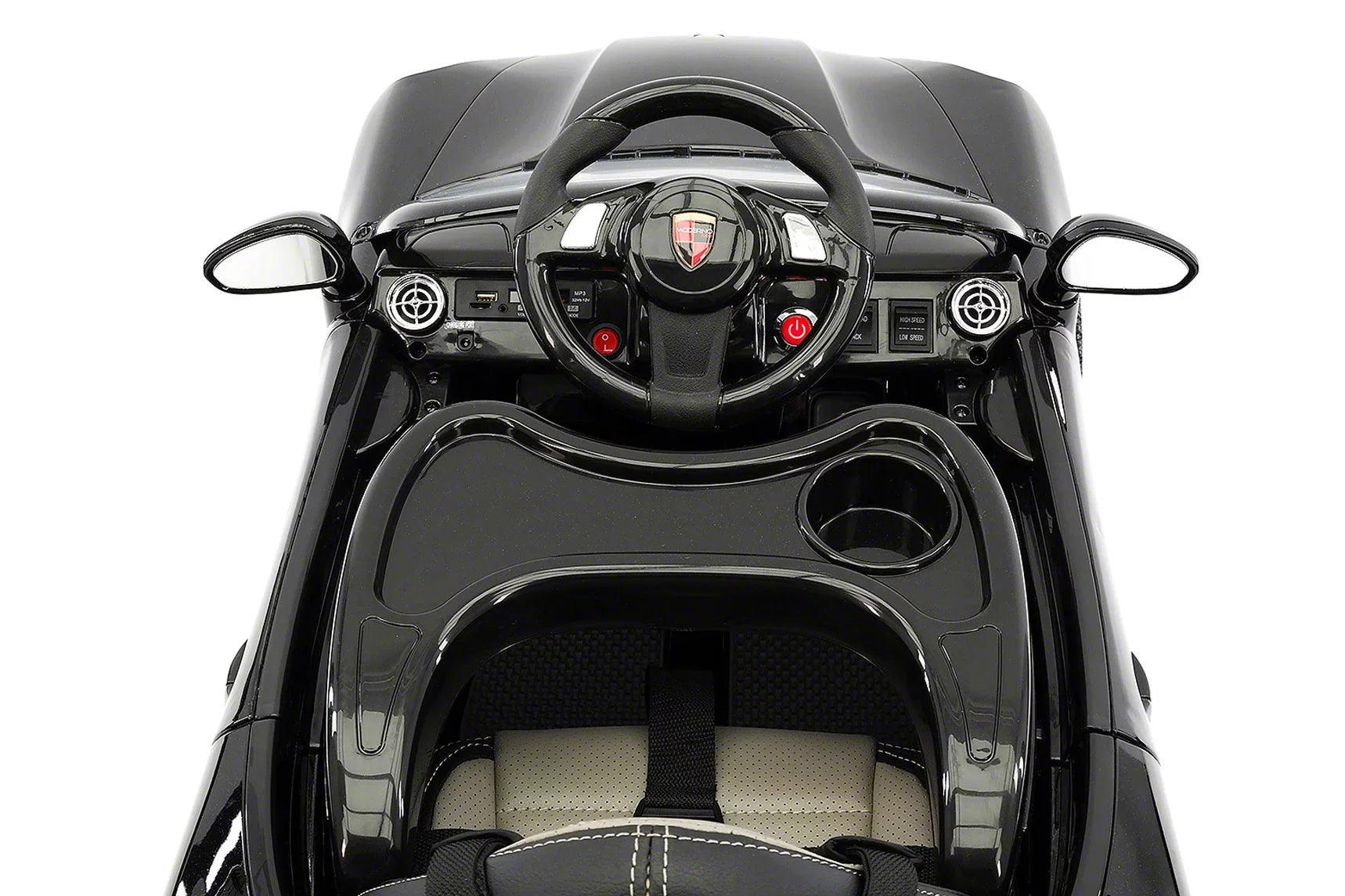Electric Ride-On 12V Metallic Kids Car Kiddie with R/C Black Remote Parental Roadster |