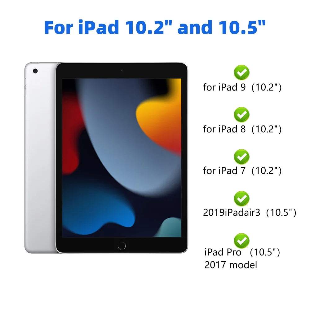 with Gen iPad iPad 2019 DFITO with -Black Air 8th Gen Pencil Holder Gen iPad Pro Keyboard 10.5" 7th 2021/ and Backlit 360° Case 9th inch Keyboard, Rotatable 3 for 2020/ / 10.2