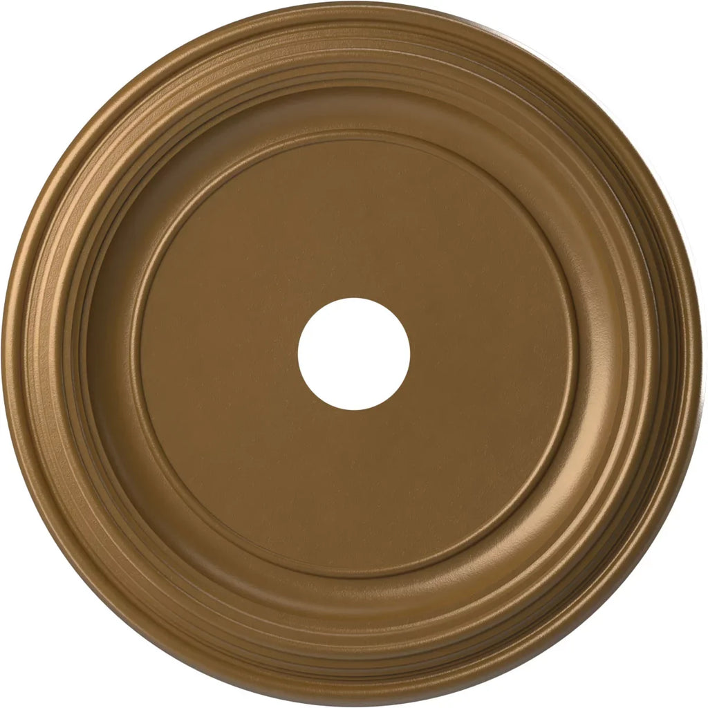 PVC Ceiling Traditional 1/2"ID to Thermoformed 1 Medallion x Rush Metallic 13 3 Gold 1/2"P Millwork (Fits Ekena 1/2"), Canopies 22"OD x up