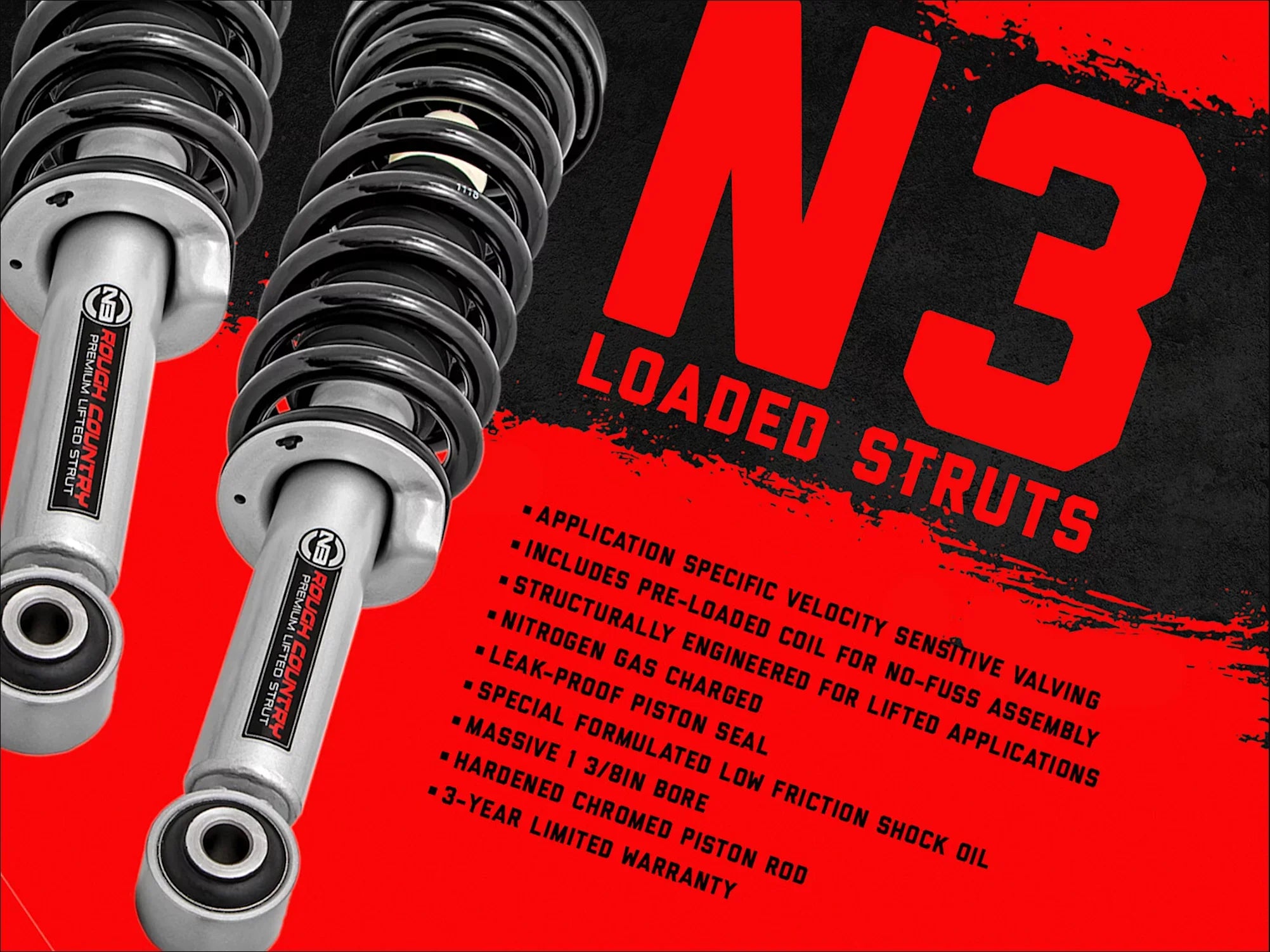 (fits) 2009-2011 Loaded Kit Country Lift N3 Coil 2.5" Struts 4WD 1500 Suspension Spring RAM Truck 359.23 Rough System