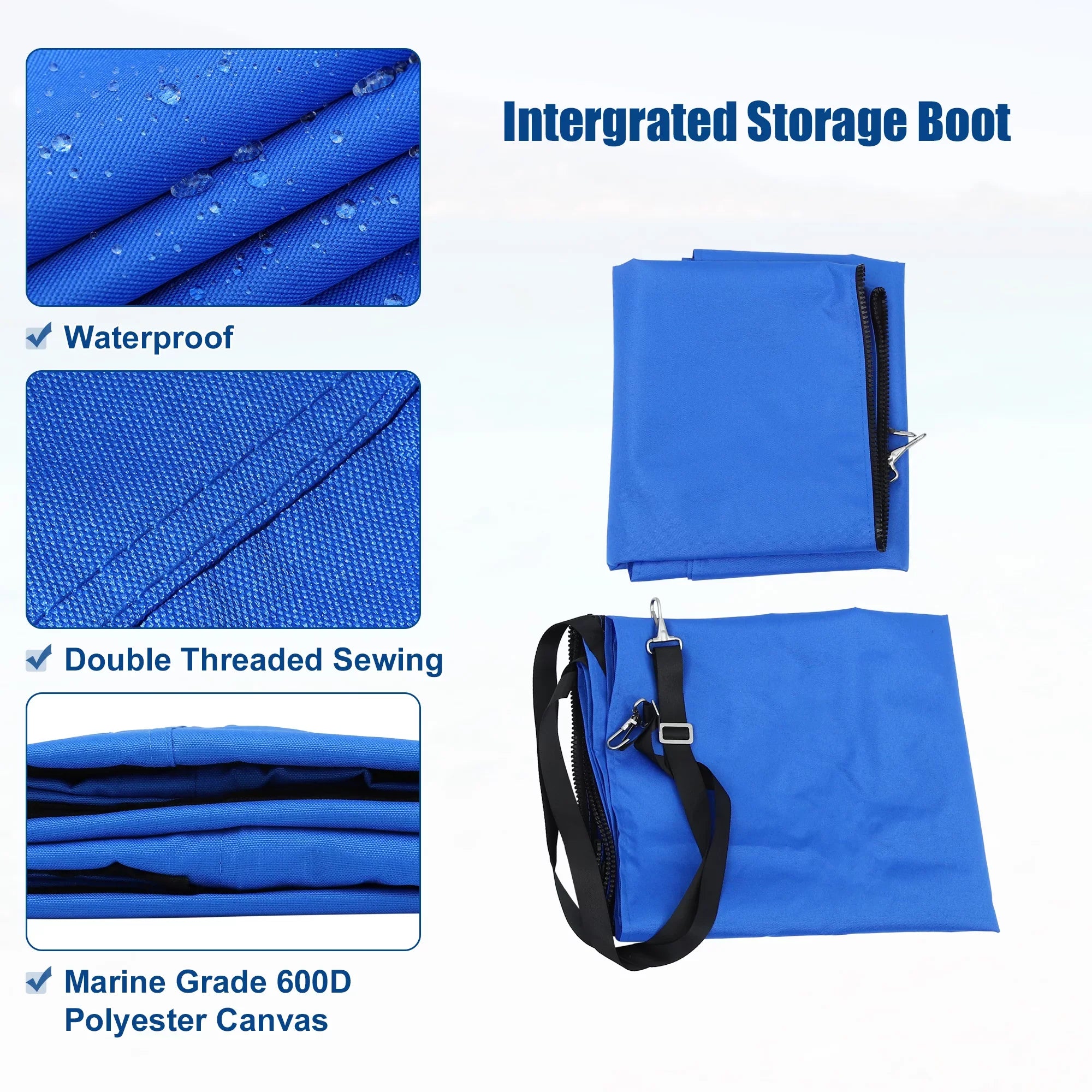 Cover with Top Boot Bargains Bimini 79"-84"W Bow 600D 54"H x Storage x Blocks Canvas Blue 8'L Unique Side Detachable 4