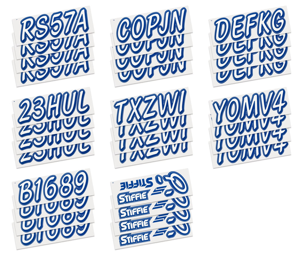 Boats for & Numbers Registration Personal Watercraft Whipline Solid Identification STIFFIE Alpha-Numeric Stickers 3" Decals White/Navy
