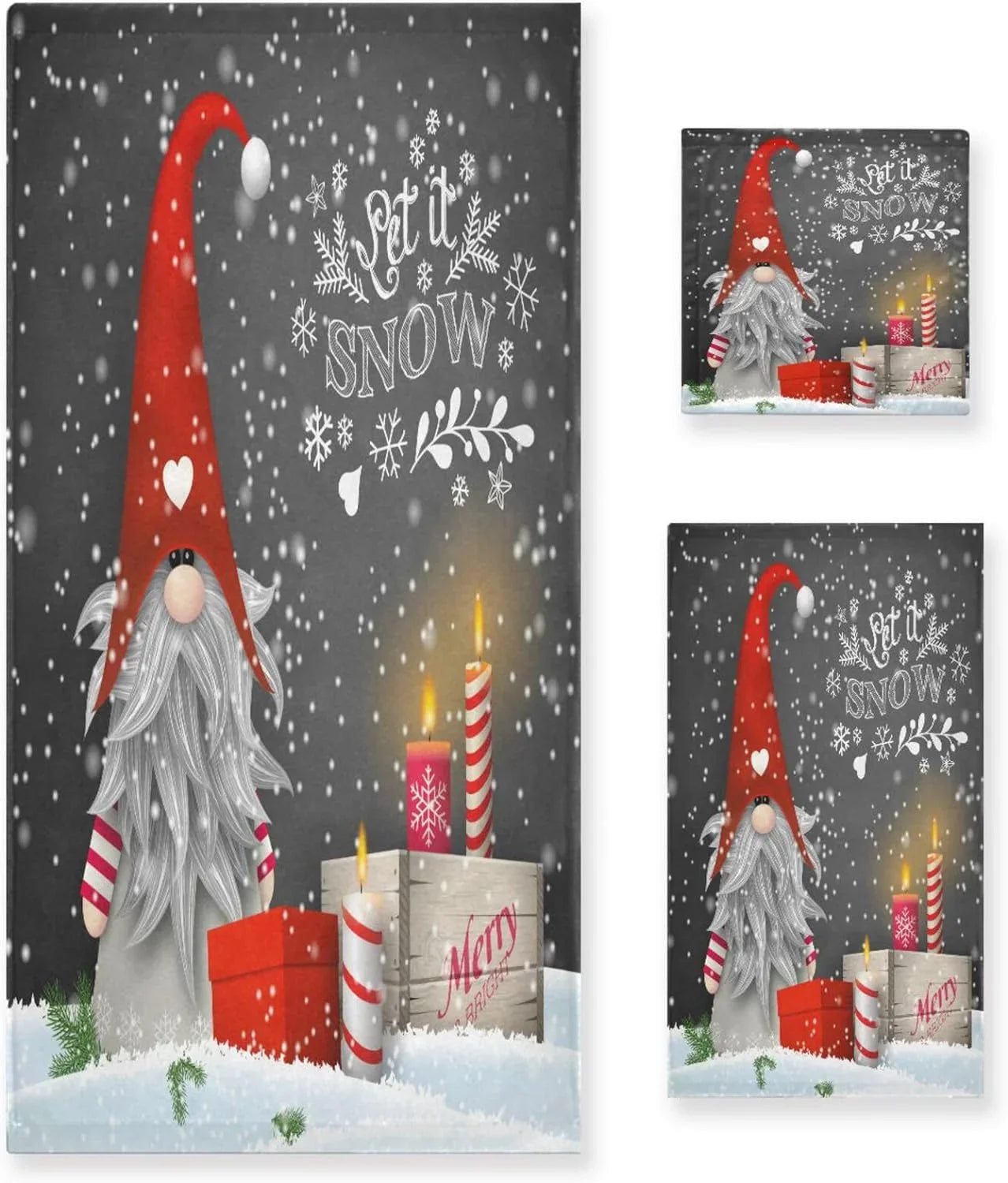 for Gnome Spa with of Hand Bathroom Wellsay Bath Christmas and Gym Towel Soft Towels Set Highly Towel Absorbent Washcloth 3, Towel, Hotel