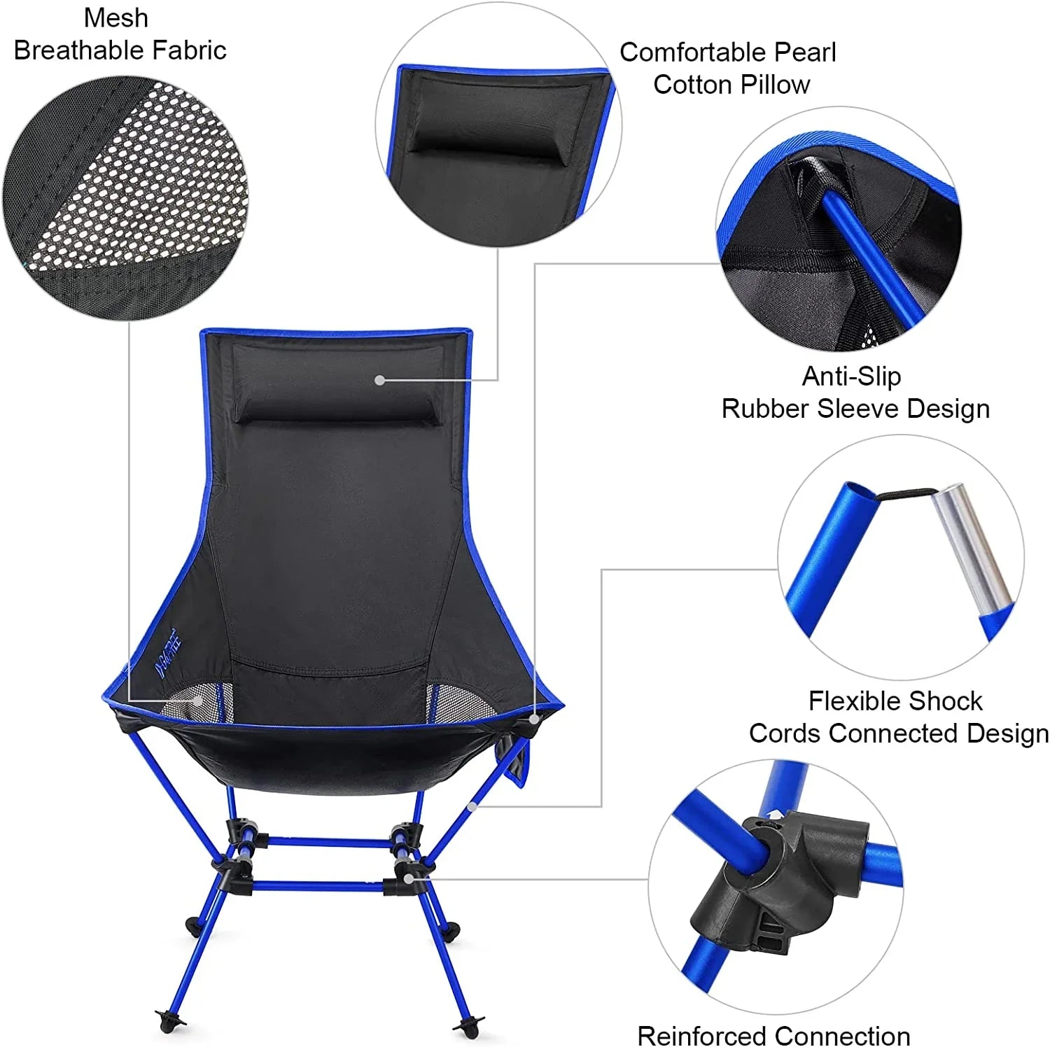 Back with & High Pocket Hiking YANPO Camp exterior Portable Lawn Beach Chair Chair for Camp 330lbs Lightweight Heavy Headrest Duty 2Pack Travel Travel Chair, Folding