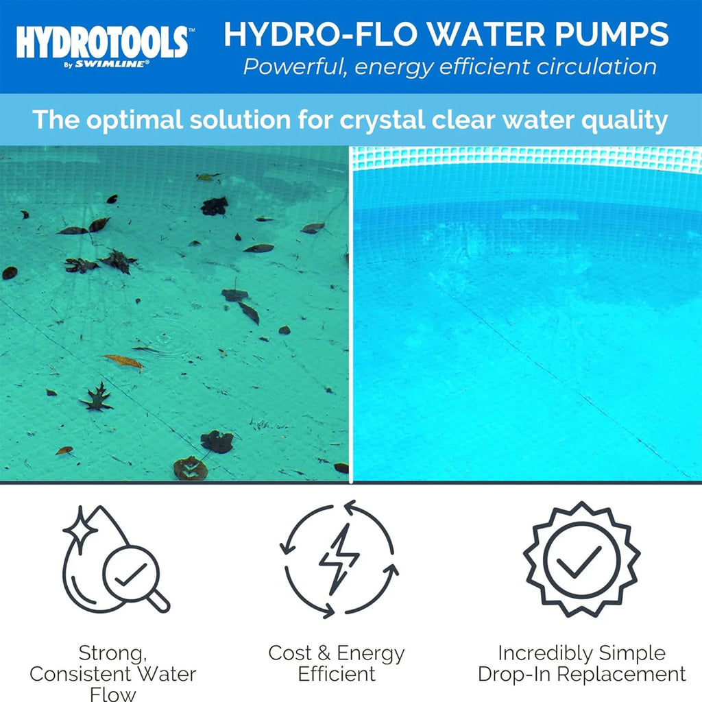 Saving GPH Extra GROUND Silent Energy 1 Powerful Speed Horizontal HYDROTOOLS Large SWIMLINE Hydro-Flo Noise DOE Basket By (0.55 0.75 Strainer ABOVE HP Pump Cert THP) 3720 115V 716061S Discharge Pool