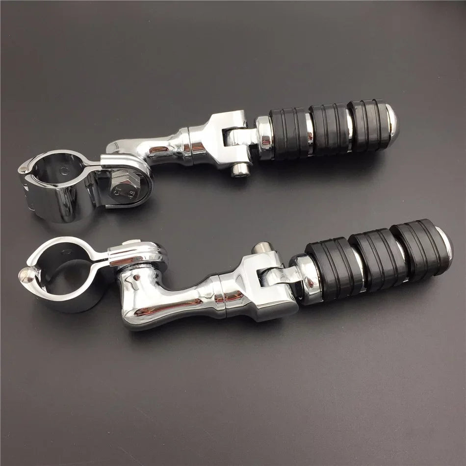 Vulcan 1.5" Footrest 1200/Triumph Foot Regular 3 Pegs Sportster /Kawasaki For VN2000 VN1500 Chrome Clamps Harley Short with 1-1/2" VN900 VN400 HTT-MOTOR Rocket Angled 883 XL