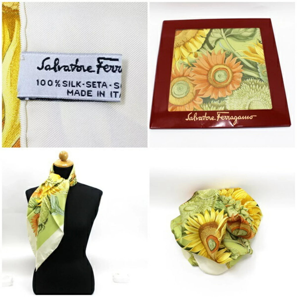 Women's (Like Pre-Owned Large Ferragamo Silk Sunflower dimension New) Salvatore Scarf