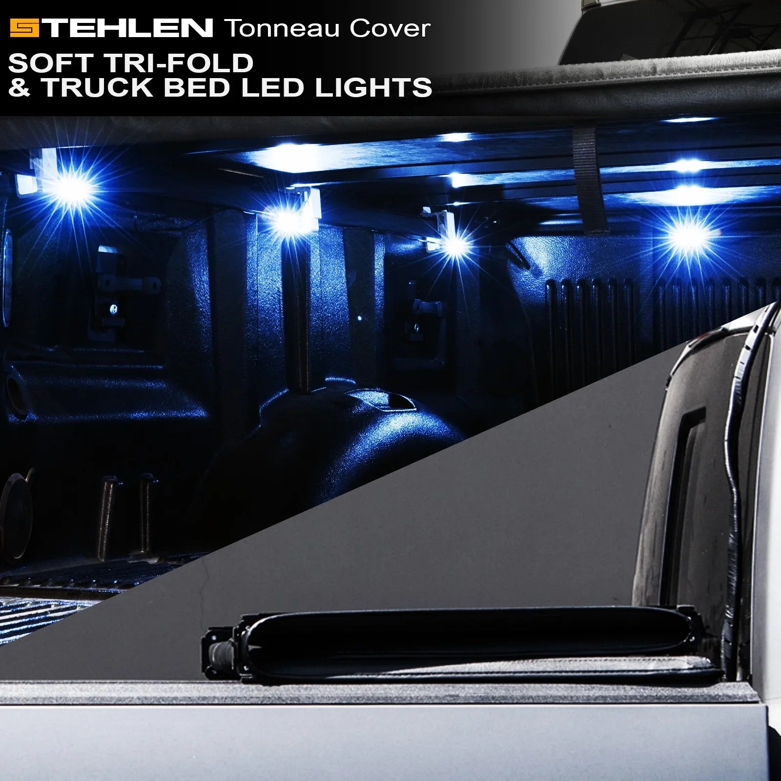 2019-2022 ) Truck ( with Ram Bed Soft Tri-Fold Tonneau 1500 Stehlen / For Cover Short Feet 68.4" Lights 733469490432 Classic LED 5.7 2009-2018 Bed