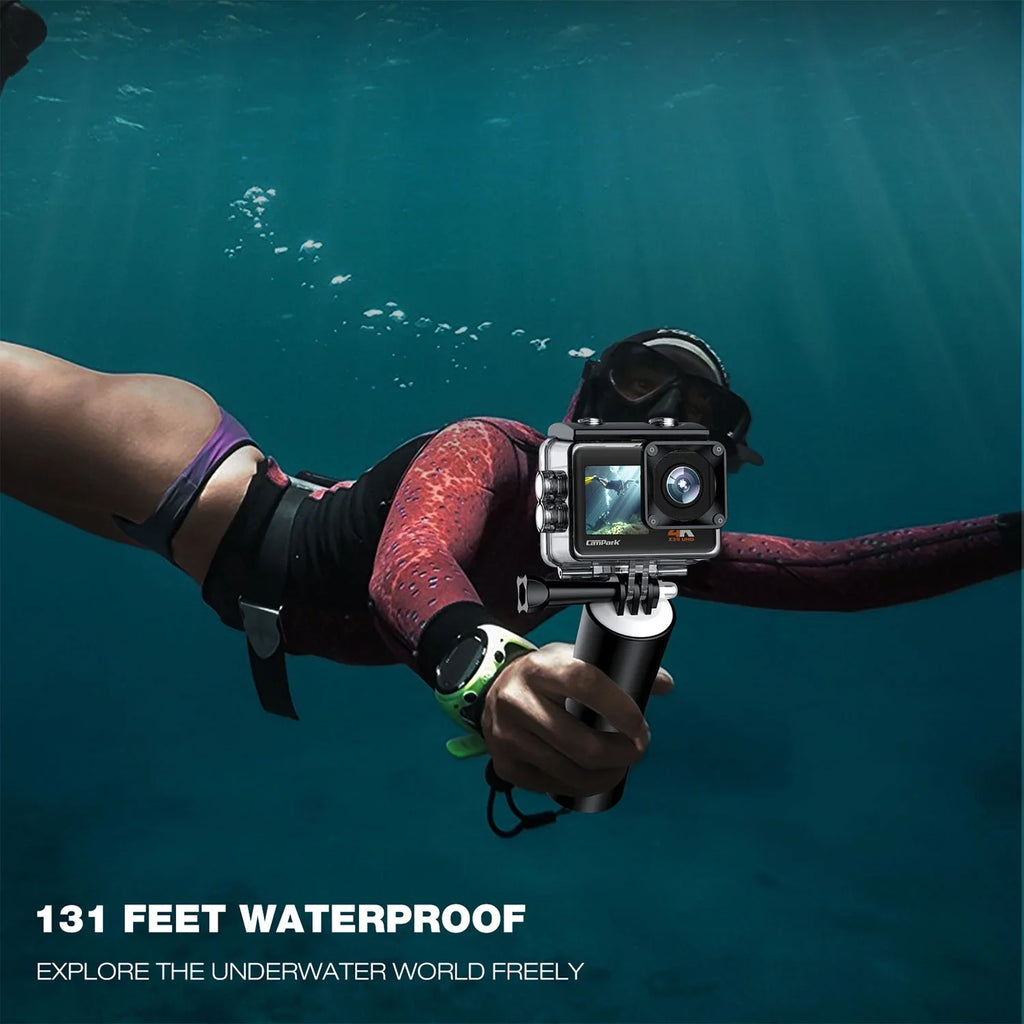Camera 131FT CAMPARK Ultra Dual Camera Underwater Angle EIS 170 Waterproof Screen Action 24MP Wifi 4K/30FPS HD Color Wide Degree Camera