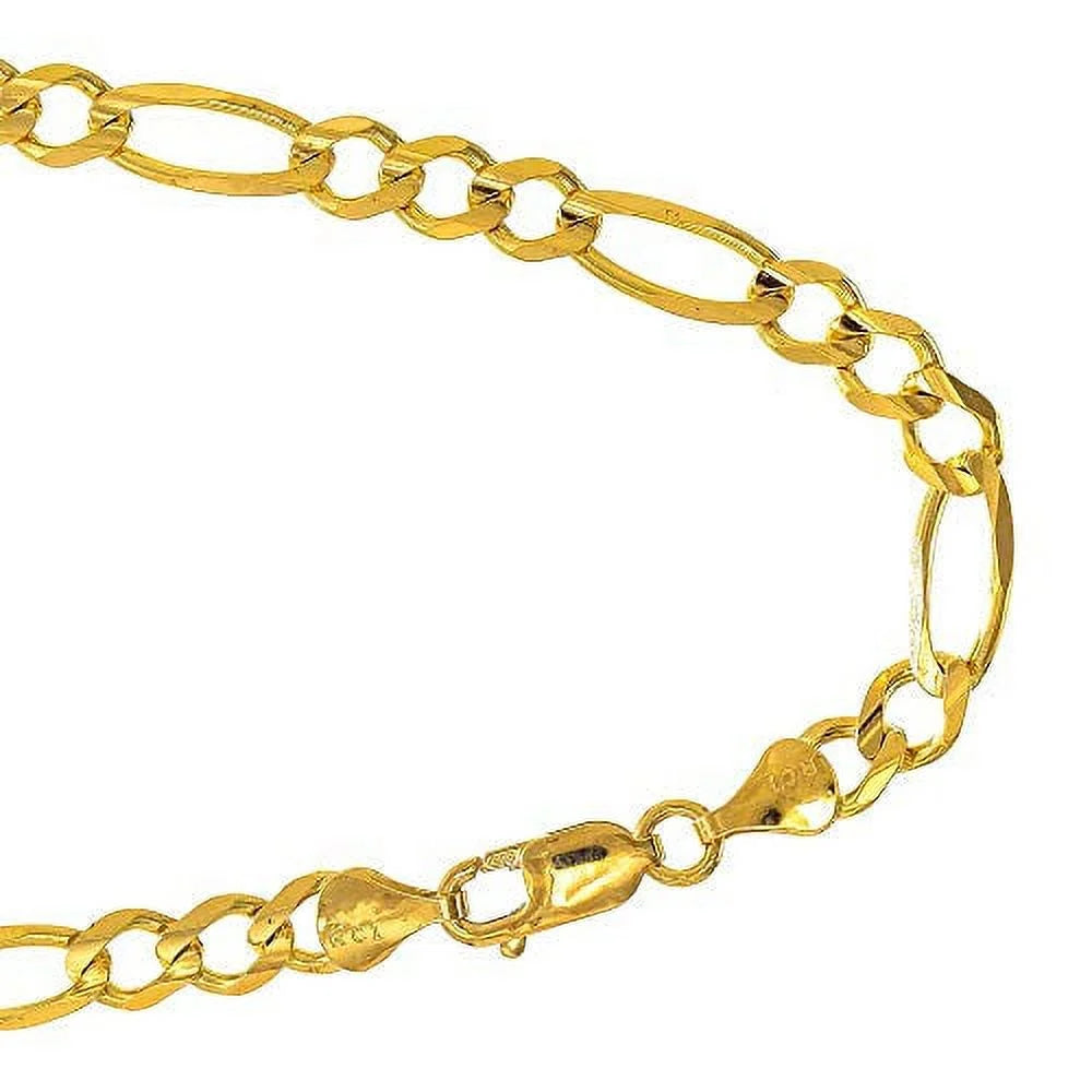 Figaro Claw Lobster Chain Gold mm 10k Clasp- 7.95 Bracelet Solid 12.7gr. Inches, Yellow 8.5