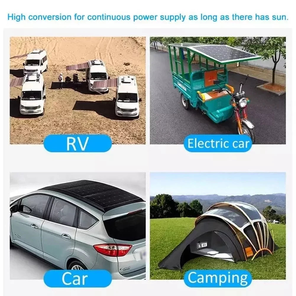 Waterproof Controller, Solar for Charging RV Dual Solar PWM with Panel 100A Cellphone 25W Recharger, 12/24V Nebublu Monocrystalline Plate 18V Kit Marine USB