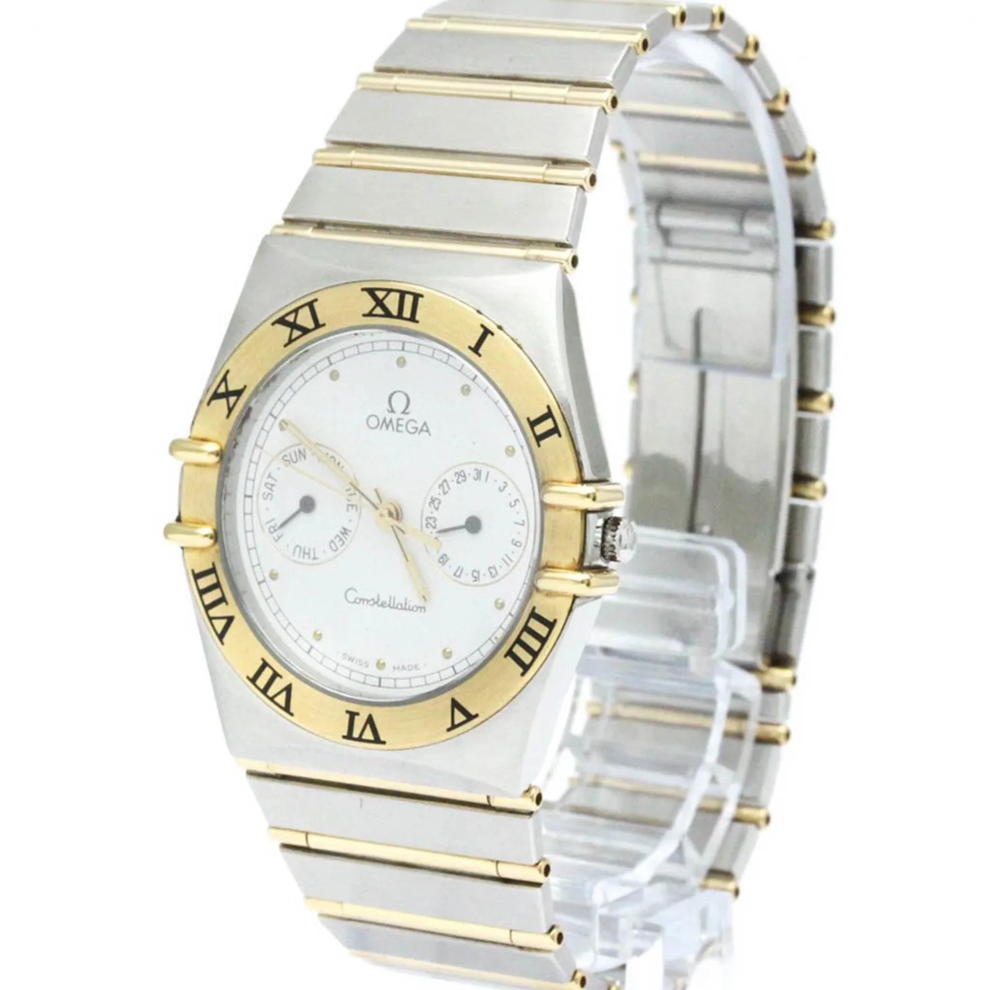 Polished Pre-Owned 18K BF566004 Watch Constellation Gold OMEGA Day Date 396.1070 Steel (Good)