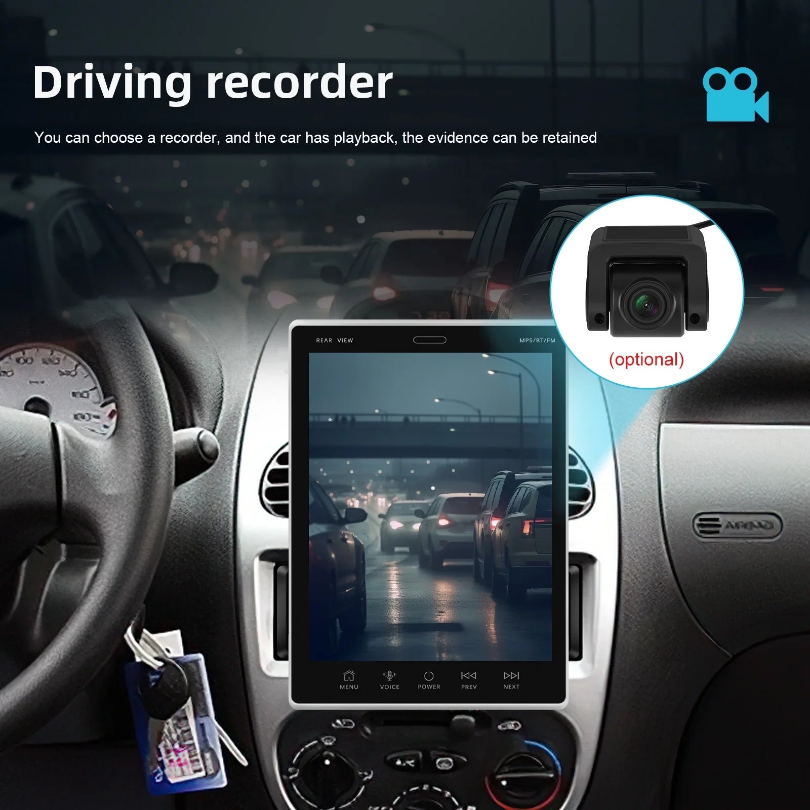 Rear Car Stereo 9.5Vertical Camera GPS Radio FM screen 2Din WIFI Receiver Suppport Bluetooth Radio