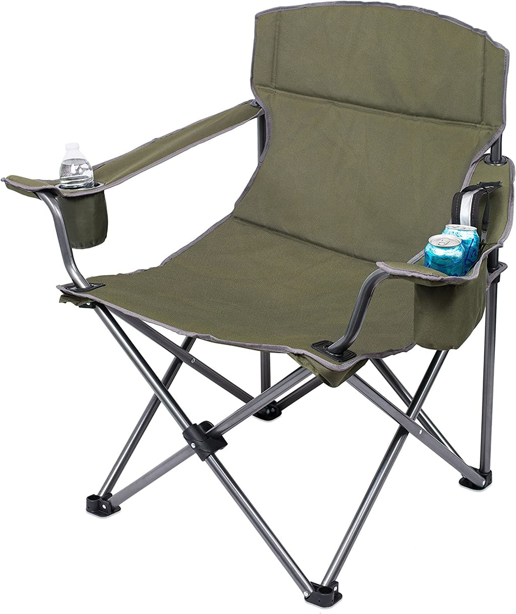 '- Beach Holder Camping Cooler Internet's - Folding Extra Case Bag Cup Best Padded - Duty Insulated exterior - - Heavy - - Sports XL Wide Quad Green Chair Carrying - - -