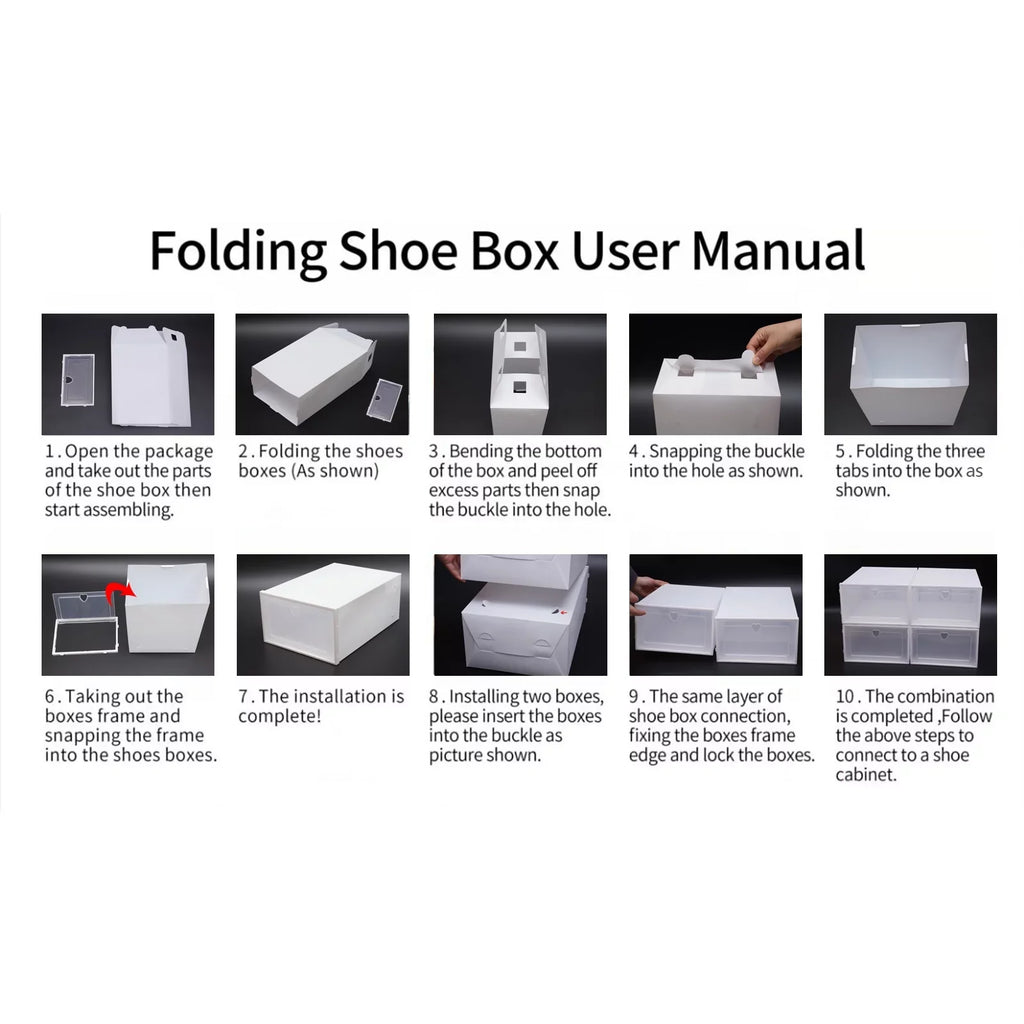 Boxes Storage Flip Plastic Organizer Shoe 20Pcs Case Drawer Clear Box Clamshell Stackable Container Shoe Foldable Loyalheartdy