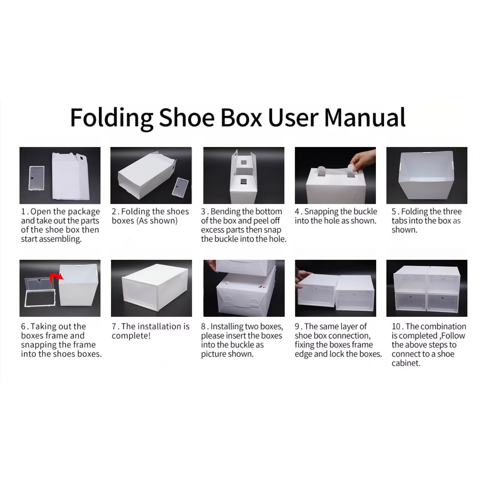 Boxes Storage Flip Plastic Organizer Shoe 20Pcs Case Drawer Clear Box Clamshell Stackable Container Shoe Foldable Loyalheartdy