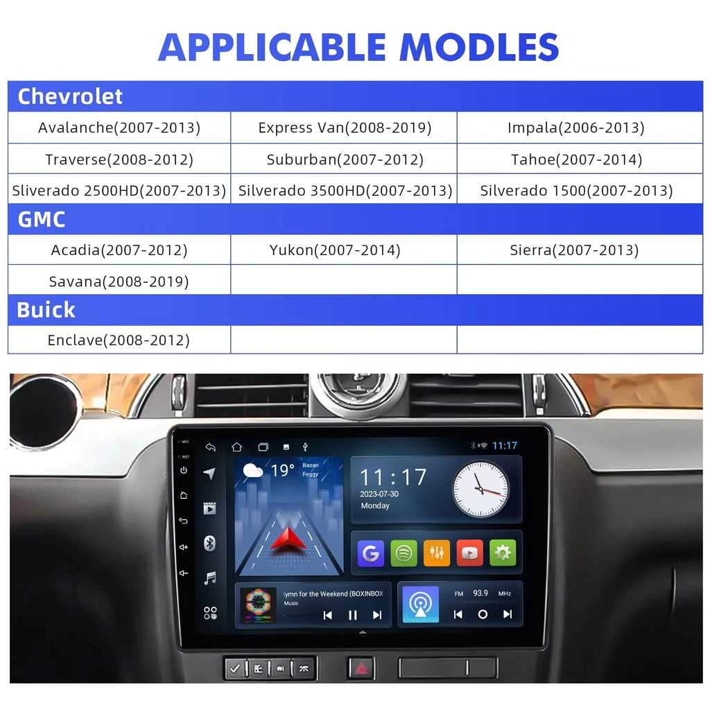 Radio & Screen Camera Car Backup with 2+32G FM Din Aumume IPS Android 10.1 Touchscreen BT for Chevrolet/GMC/Buick inches Stereo Carplay GPS Car Navi Android Support 10 Auto Double