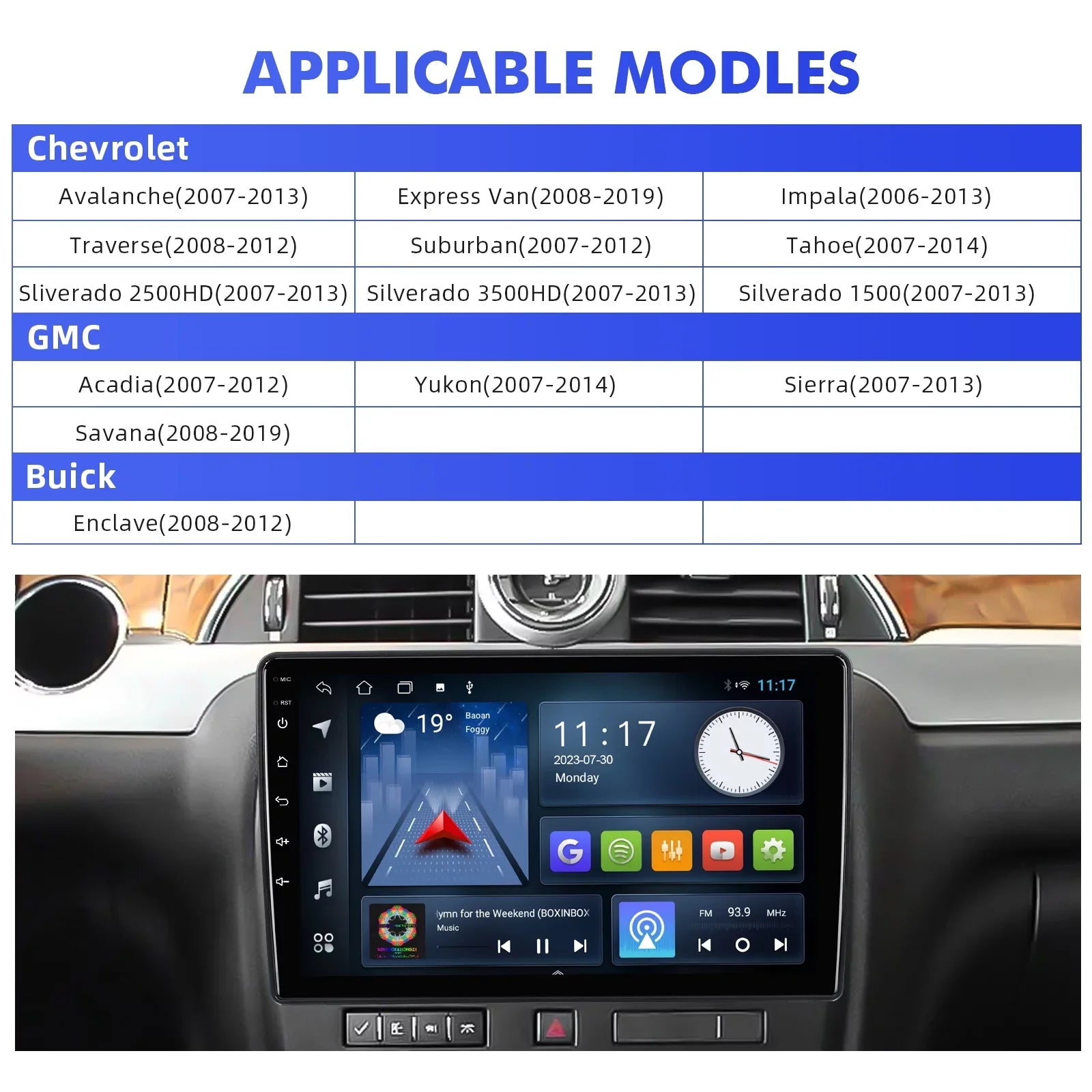 Radio & Screen Camera Car Backup with 2+32G FM Din Aumume IPS Android 10.1 Touchscreen BT for Chevrolet/GMC/Buick inches Stereo Carplay GPS Car Navi Android Support 10 Auto Double