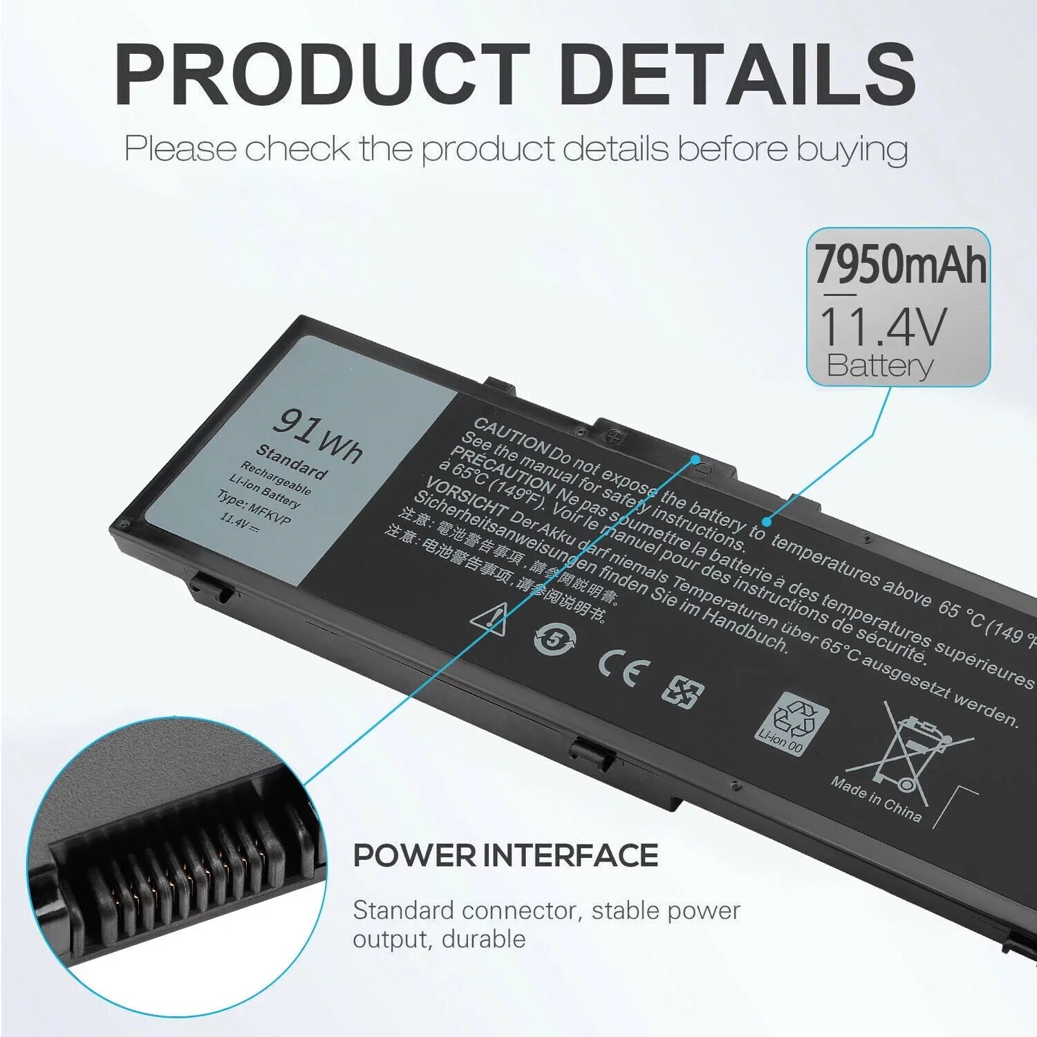 7520 MFKVP Battery 0FNY7 T05W1 7710 For 7720 Precision 7510 17-7710 M28DH