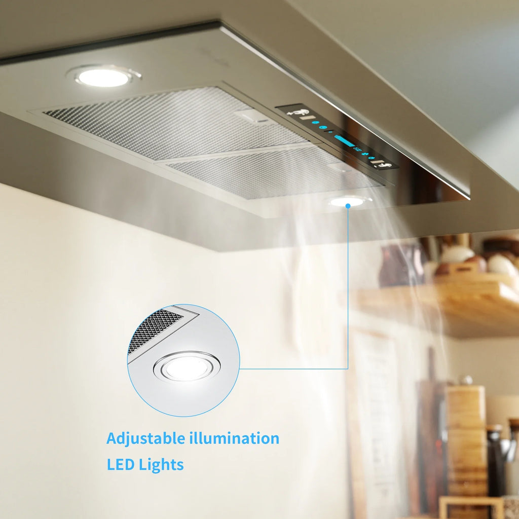 Speed (36 Sensing&Touch Ductless Kitchen Inch) (Kit Gesture Control CFM with Vent Convertible Panel, 36 900 Steel Insert HisoHu Included), 4 Range Inch, Hoods Stainless Ducted
