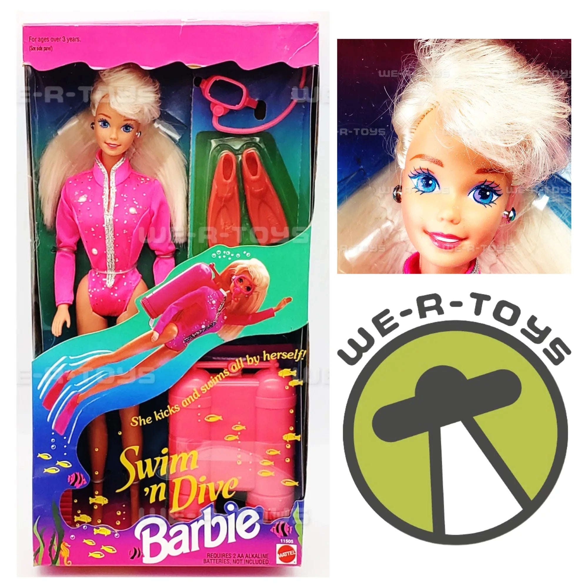 1993 Barbie 11505 Doll 'n Mattel Dive Swim