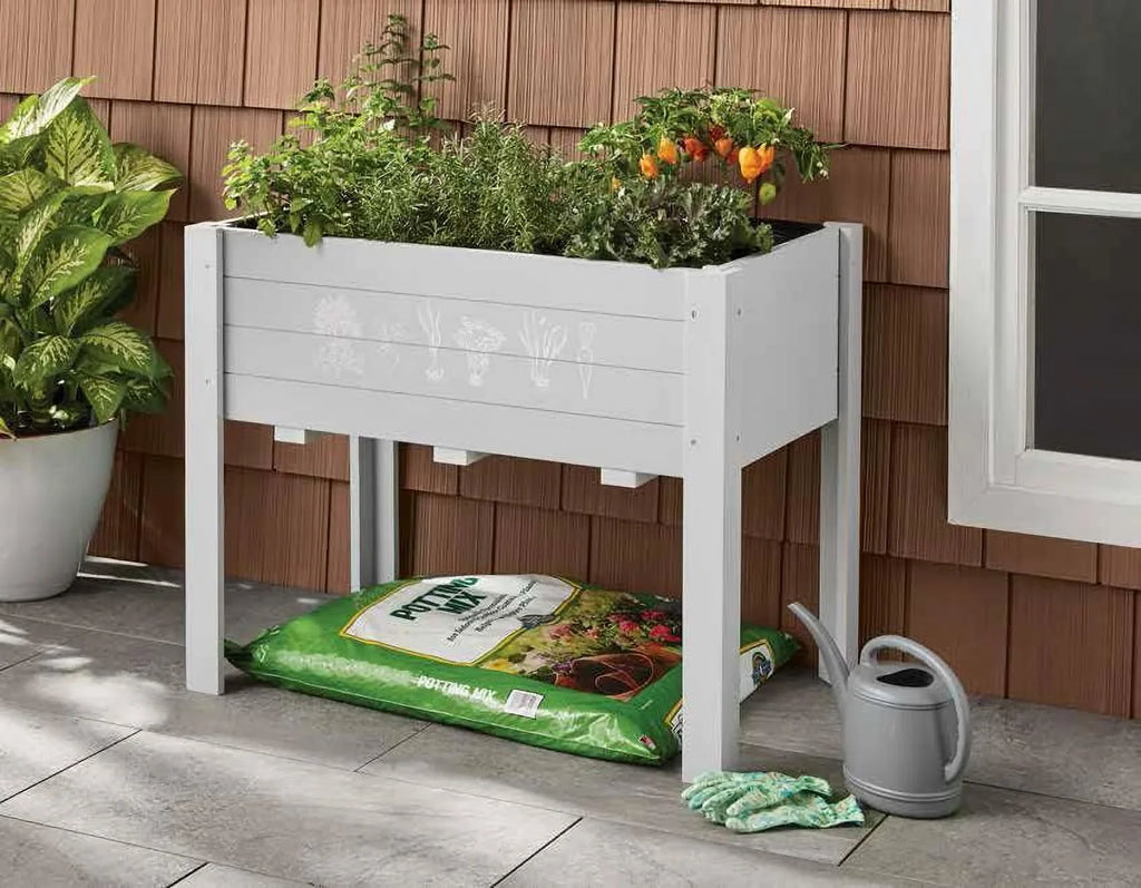 Bed Elevated Yard, for Bed, Raised Garden Vegetables Lawn x x Planter Grey 18 Garden Inch Light exterior Box for Kids Wooden 24 Grass Raised Raised Kids 30