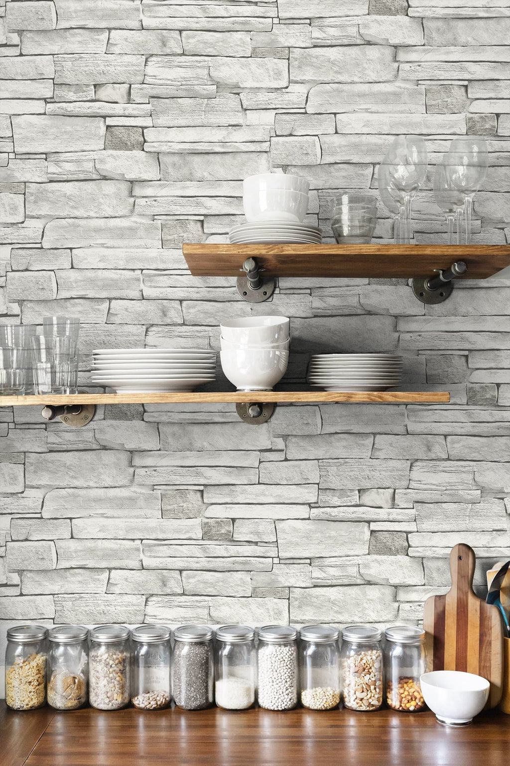 L Stone 20.5 x W ft. NextWall in. - 18 Peel Wallpaper Stick and Stacked