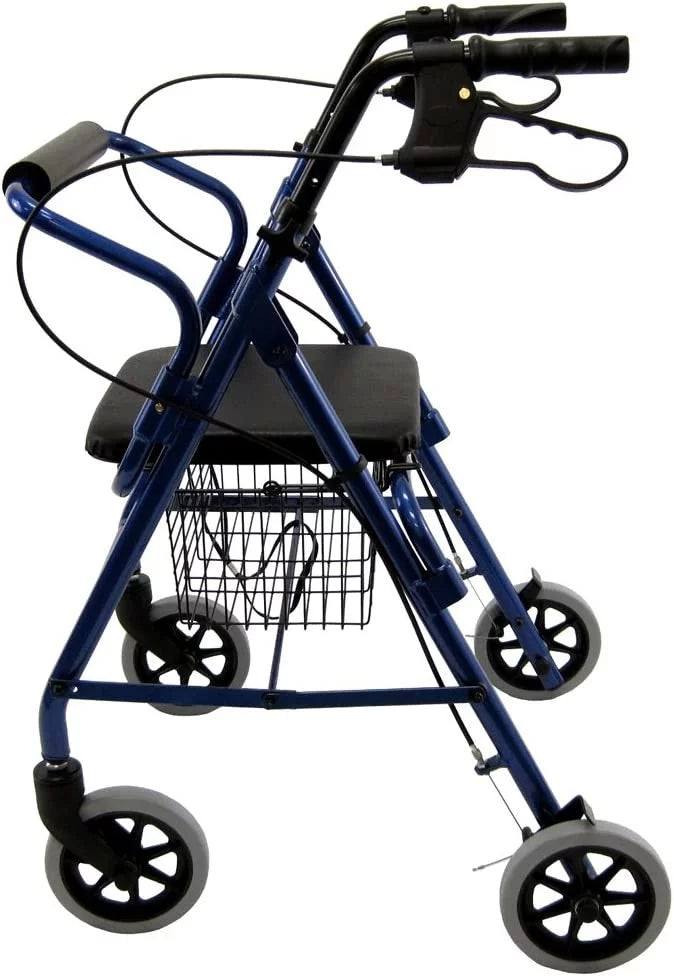 R-4100N-BL Rollator Blue, with 6" Junior Seat, Aluminum Karman Casters Healthcare Low