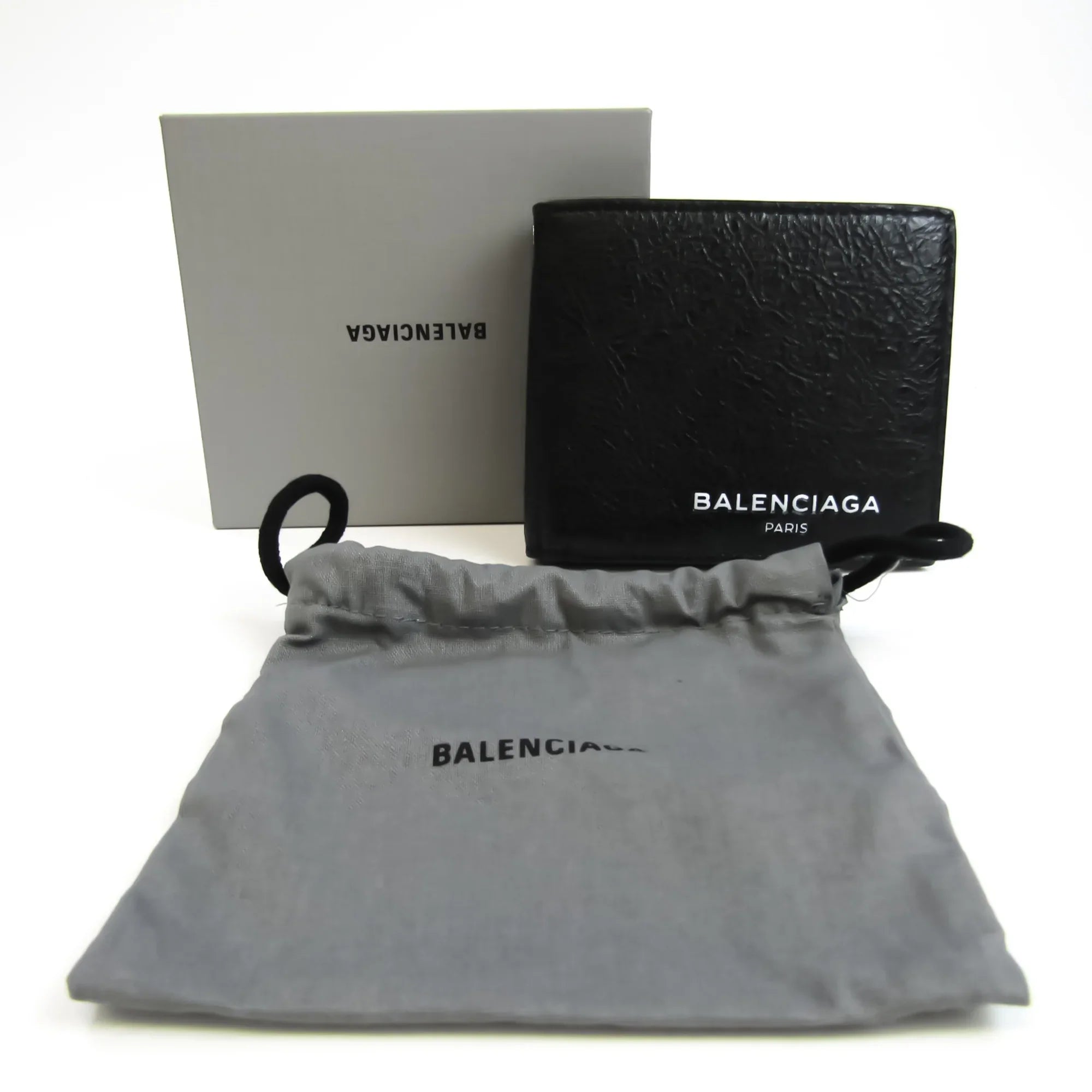 Leather Balenciaga 504934 Unisex Wallet Black (Good) Pre-Owned (bi-fold)