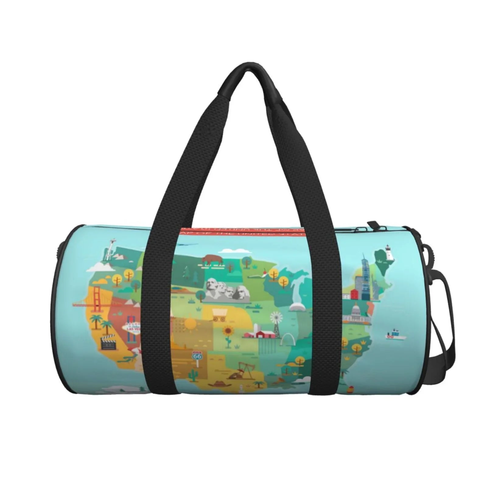 USA Pocket Bag and Tourist Coaee Large Compartment Map Travel with Luggage Sports Bag Cylinder Capacity Waterproof Bag Gym