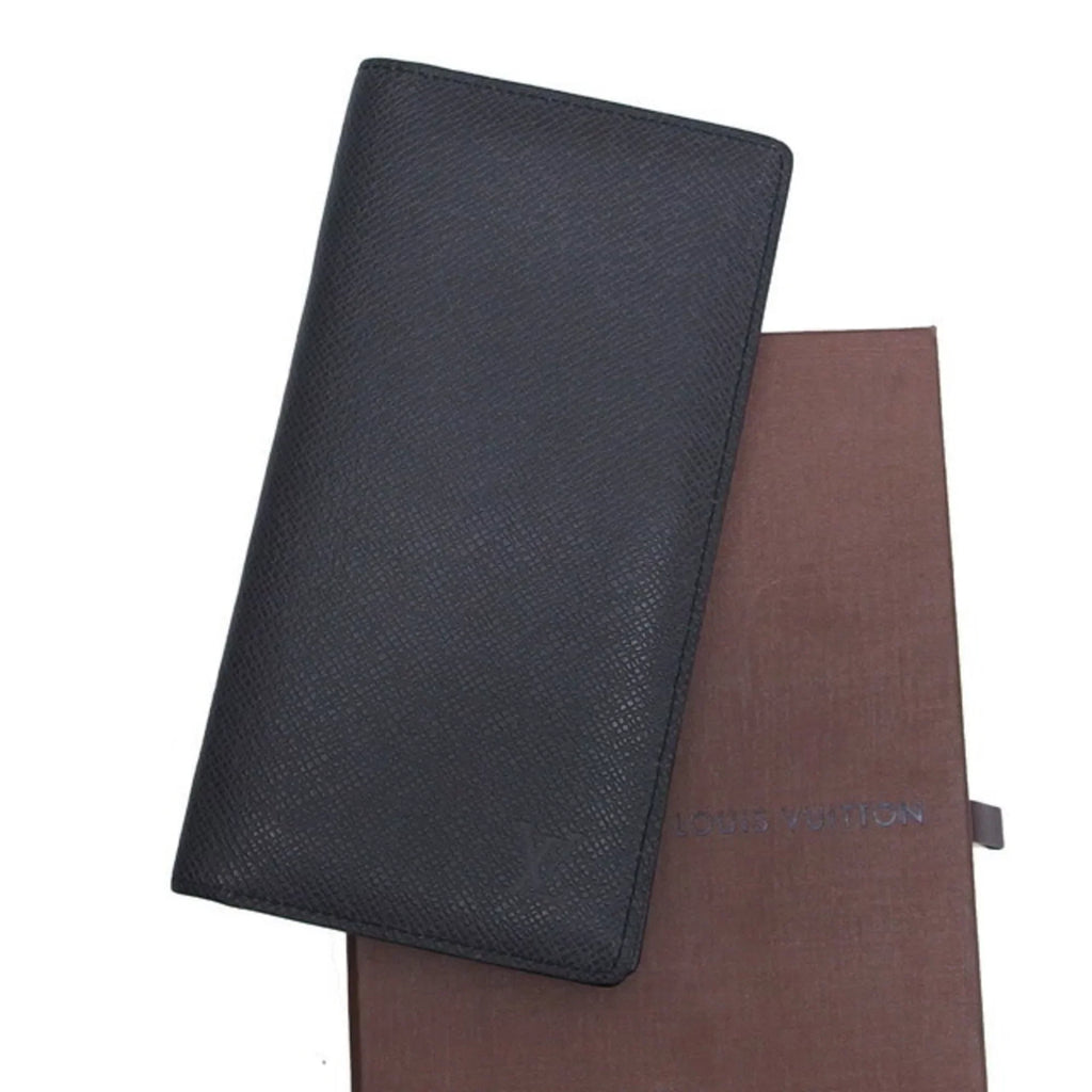 (Good) Long Wallet Black Pre-Owned Bifold Taiga Billfold