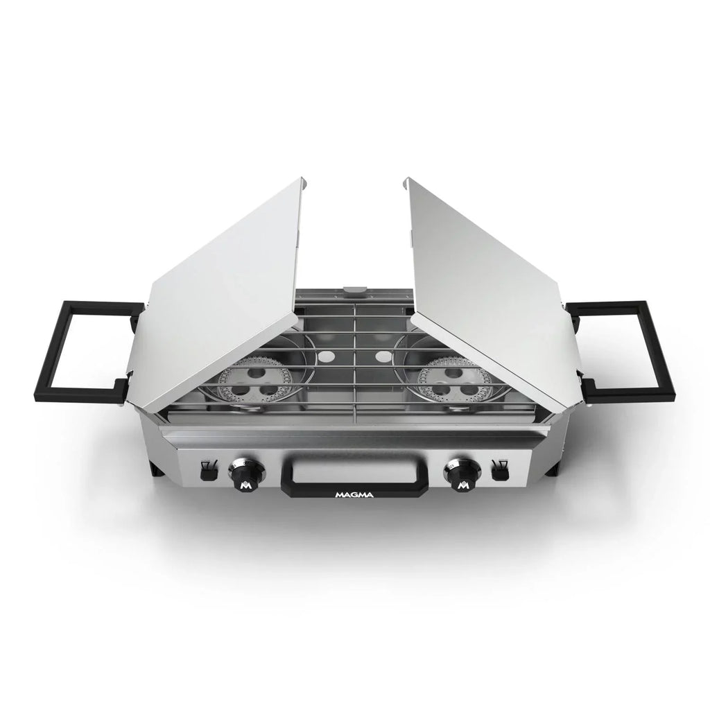Camping Double Top Crossover Stove With Griddle Grill Burner & Top Magma